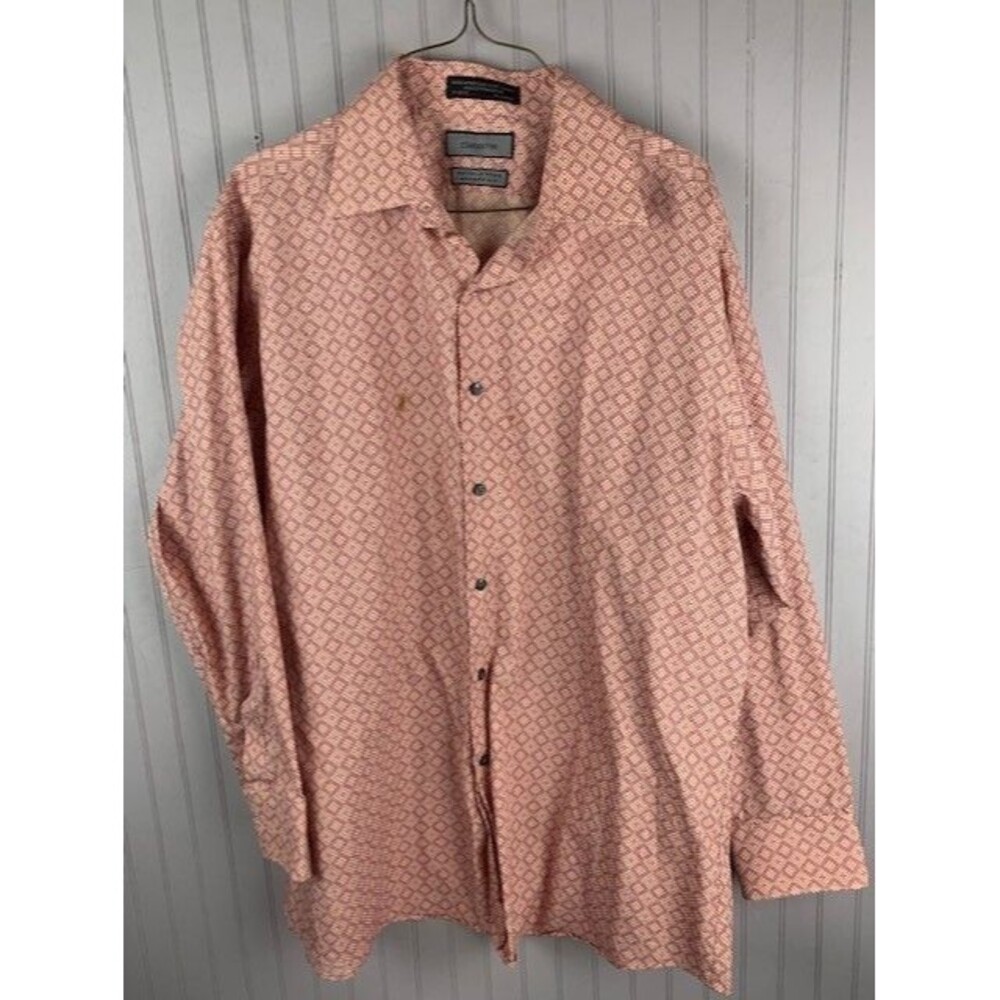 Claiborne Size XL Mens Long Sleeve Shrirt Maroon/Pink Pattern Modern Fit Cotton